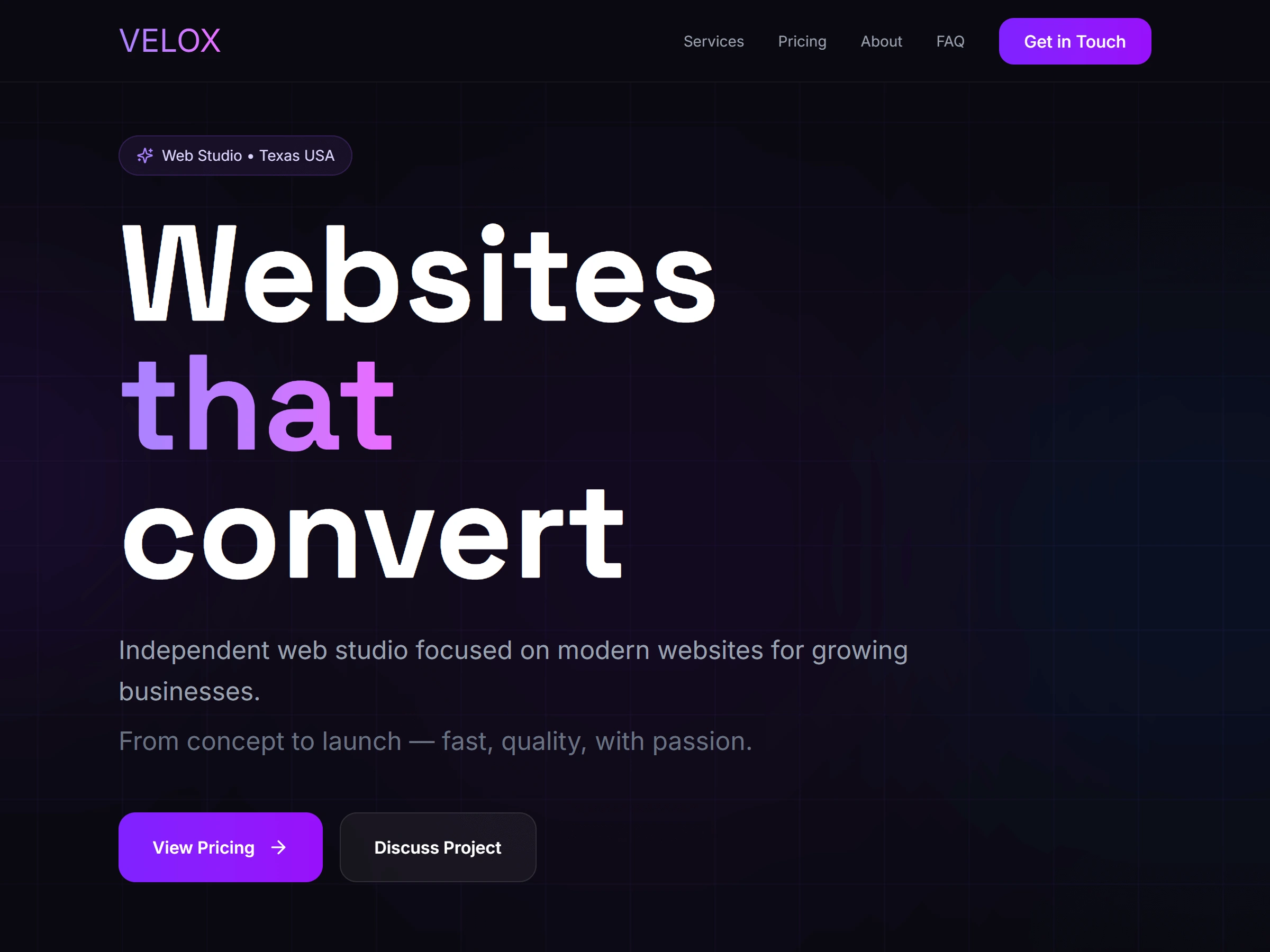 Velox — скриншот корпоративного сайта на планшете